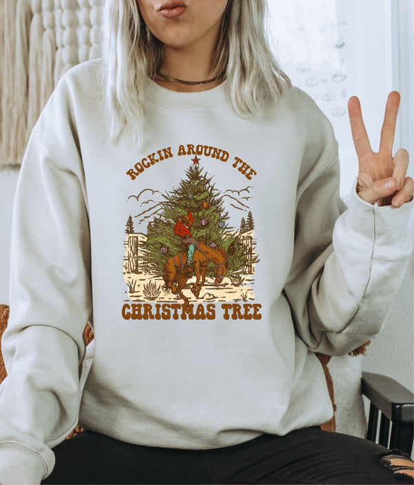 Cowboy Rockin Around The Christmas Tree Sweatshirt