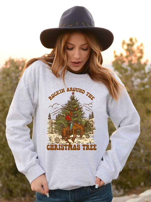 Cowboy Rockin Around The Christmas Tree Sweatshirt