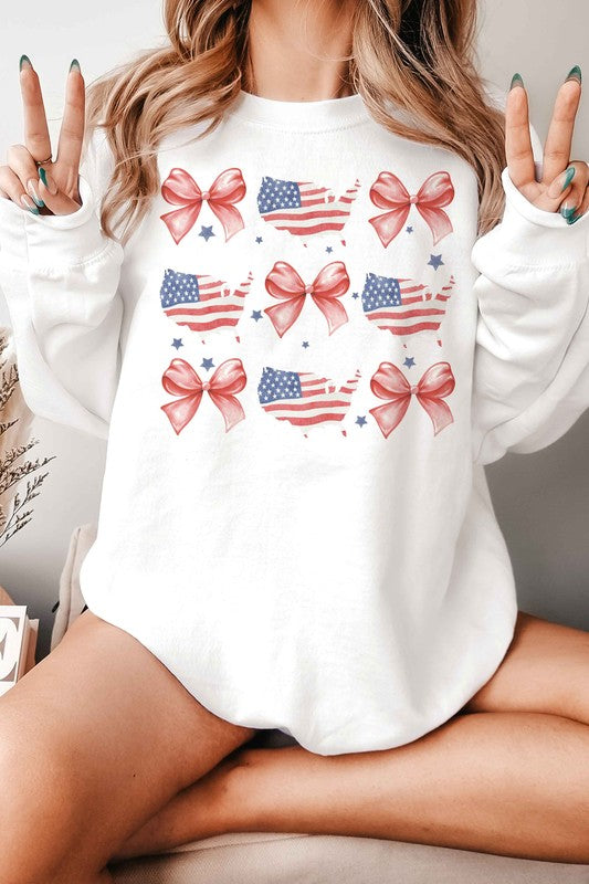 AMERICAN COQUETTE BOW GRAPHIC SWEATSHIRT