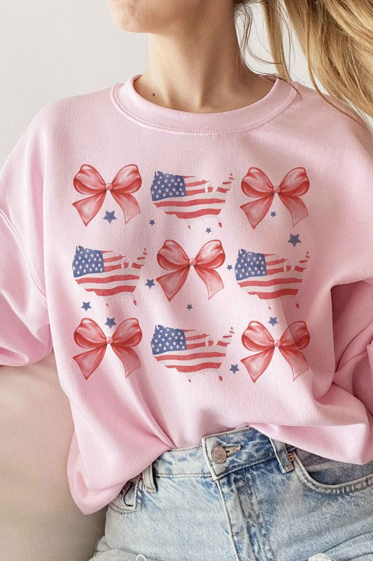 AMERICAN COQUETTE BOW GRAPHIC SWEATSHIRT