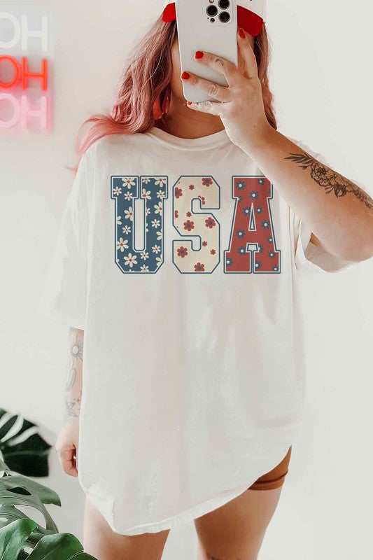 FLORAL USA OVERSIZED GRAPHIC TEE