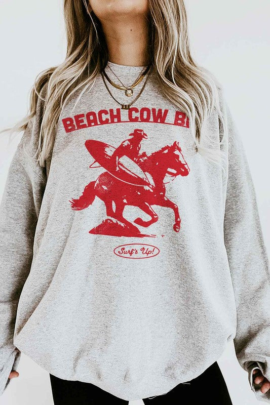 BEACH COW BOY SURFS UP OVERSIZED SWEATSHIRT