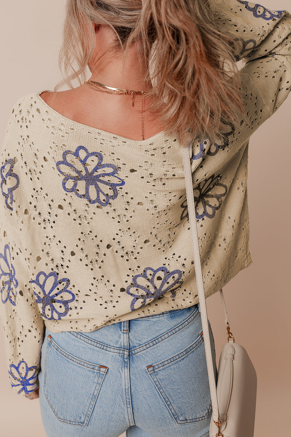 Blue Eyelet Sweater