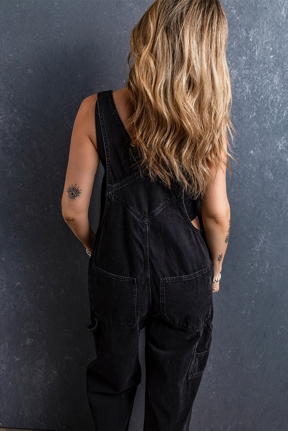 Black Buckle Denim Overalls